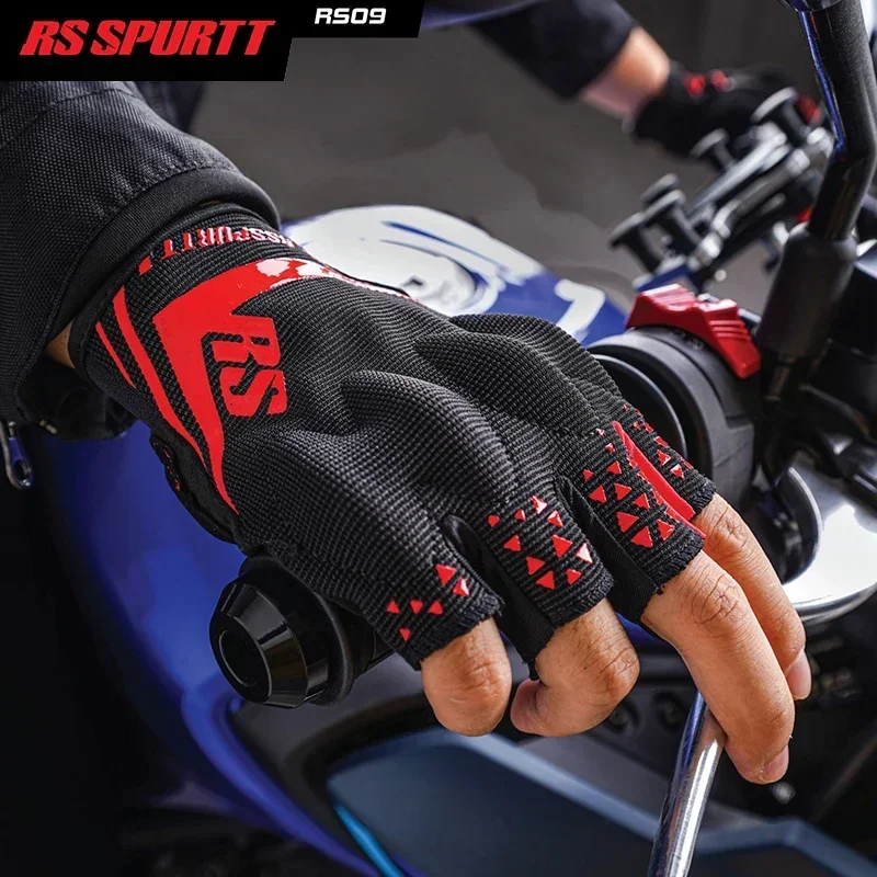 RS SPURTT RS09 Gloves Moto Polyester Microfiber Thin Breathable Anti-slip Men Women Summer Half Finger Motorcycle Riding Gloves