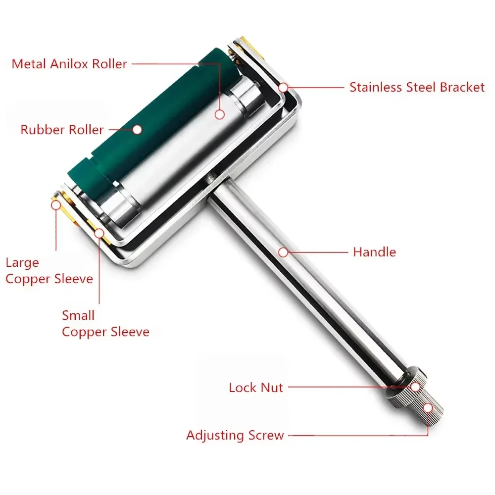 Manual Ink Printing Film Metal Anilox Roller Rubber Roller Ink Proofer Screw Type Rubber Roller Ink Sampler Tool