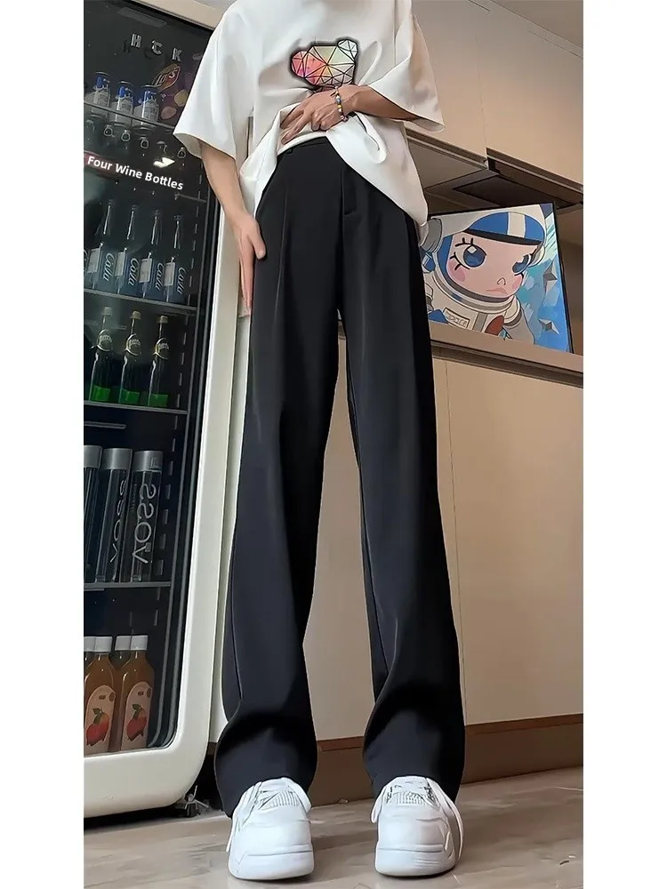 

Bla High Waist Drapey Thin Lengthened Casual Suit Pants for Taller Men Summer Straight Leg Pants CleanFit Sle Ciwalk