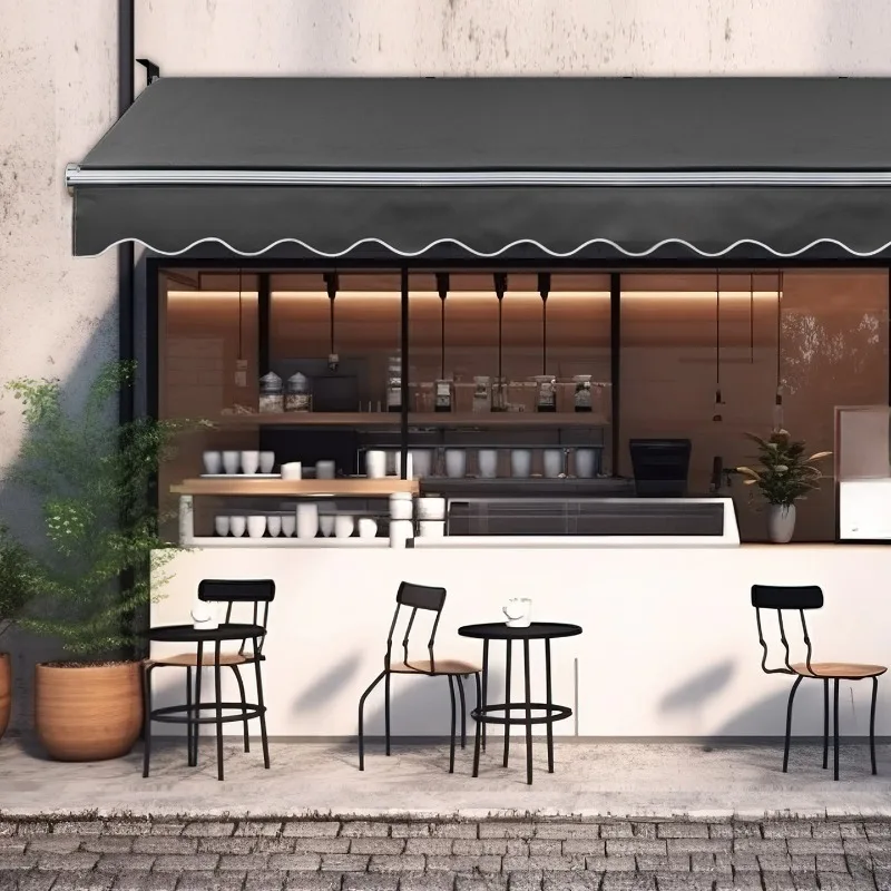 Commercial Retractable Sunshade  Custom Width Awning for Shop Window & Cafe  Easy Installation Waterproof and Sunproof