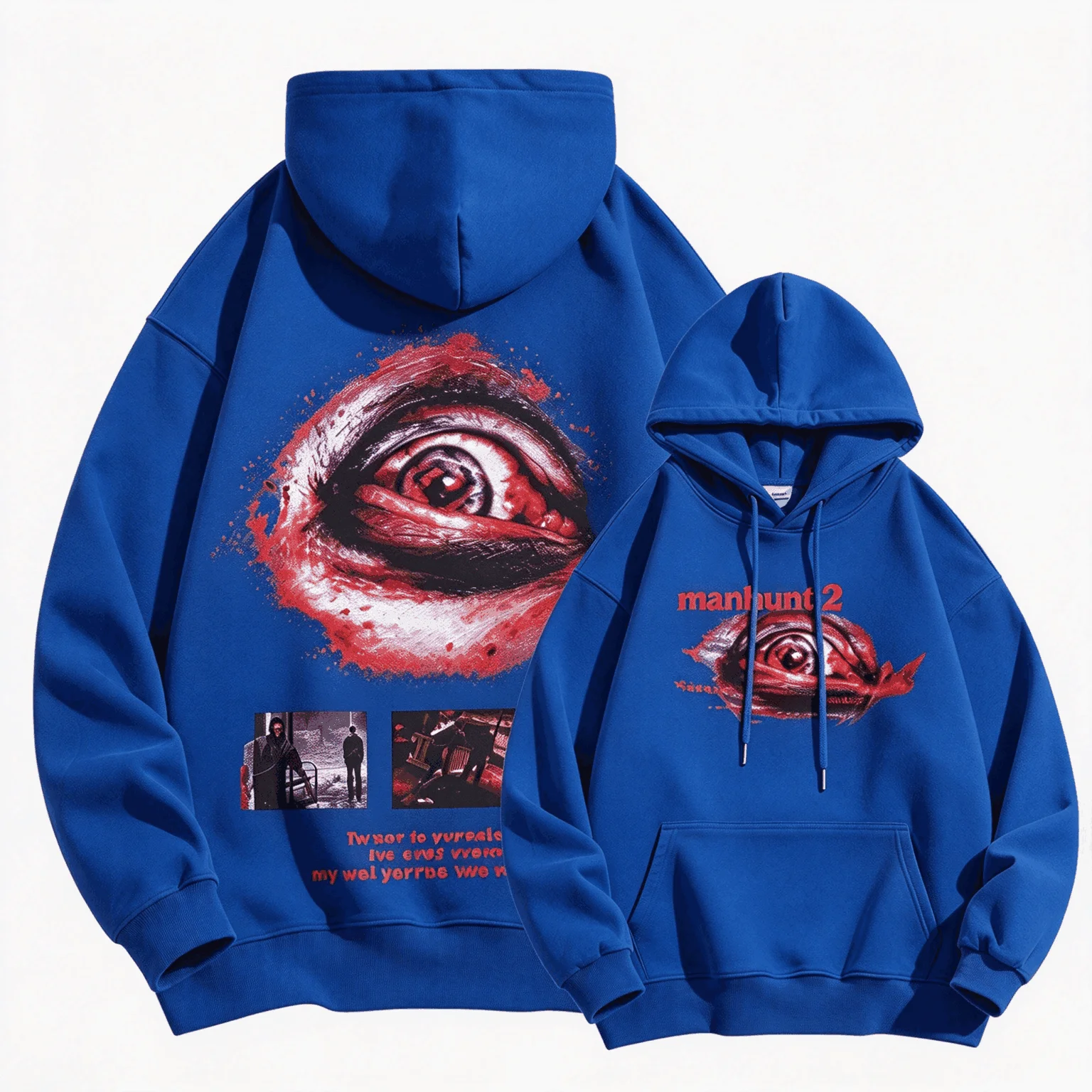 Manhunt Print hoodies Casual Loose Oversized Unisex sweatshirt Sports Graphic Retro Fashion Neutral Harajuku Classic Couples top