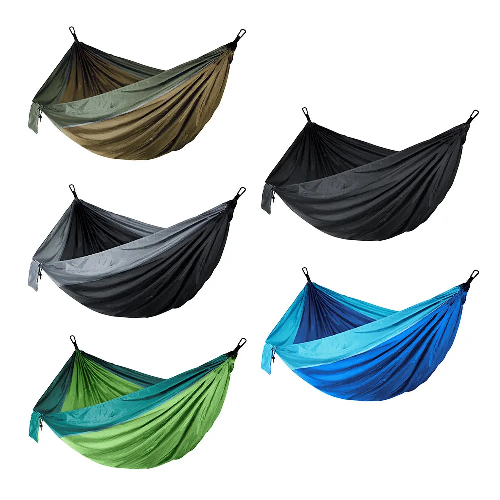 Nylon Color Matching Hammock Outdoor Camping Ultra Light Portable Hammock for Double Person Outdoor Recreation Hammock Swing