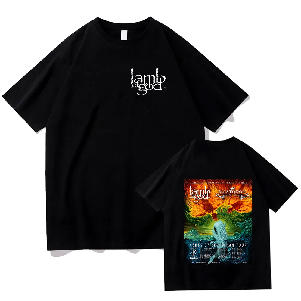 Lamb of God and Mastodonmusic T-shirts Ashes of Leviathan Tour Graphic Print Tops High Quality Cotton Tshirts Unisex Loose Tees