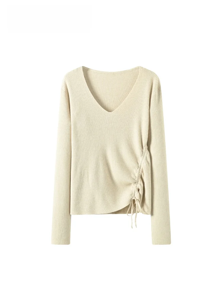 

plus Size Women's V-Ne Long Sve Knitwear Casual Slimming Loose Base irt Spring Season Polyester Rayon Fiber