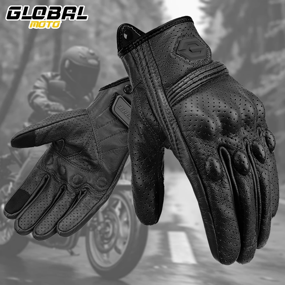 

Motorcycle Gloves Breathable Leather Motocross Full Finger Protective Gloves Touch Screen Moto Non-slip Riding Gloves M-2XL