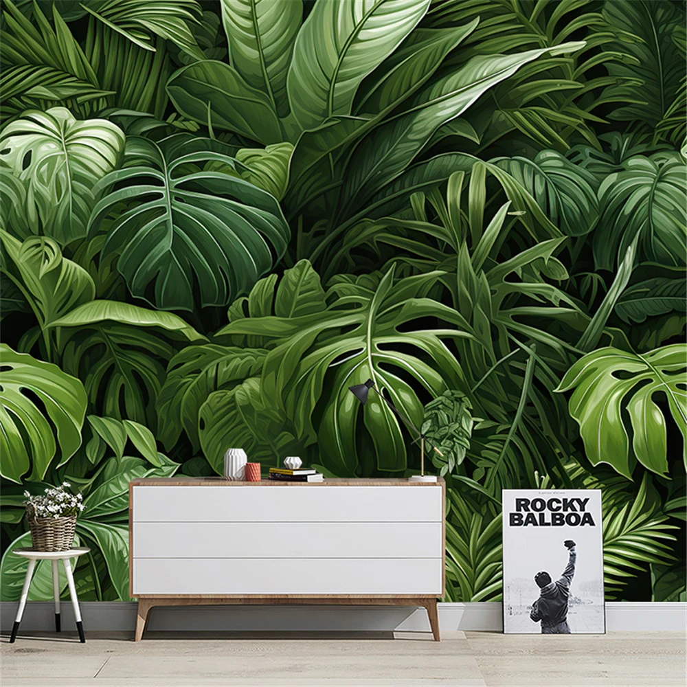 custom Tropical Rainforest Forest Green Plant Wallpaper for living room TV Background Southeast Asian Nature art home Decoration