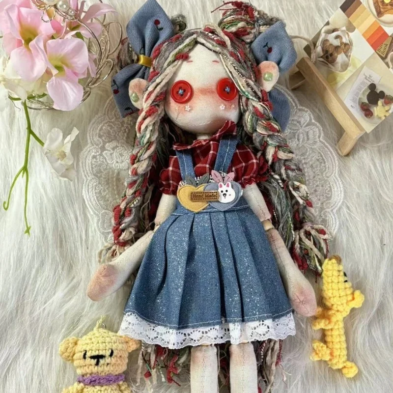 Rainbow Cowboy Series Button Doll Ghost Mom Doll Cute Handmade Gift. Button Doll With Dress Headdress No Shoes