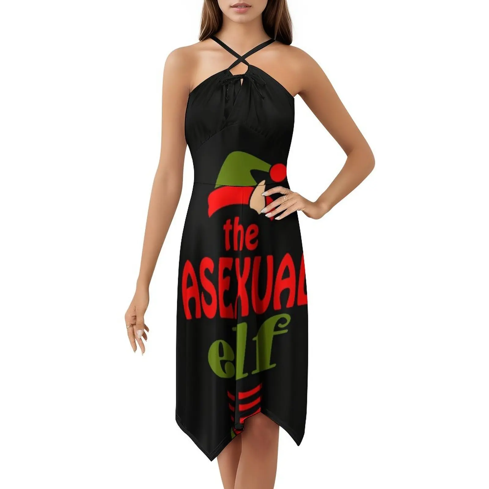 Asexual Asexuality Ace Pride عيد الميلاد عيد الميلاد قزم هدية فستان على الطراز الكوري للنساء فستان كاجوال أنيق للحفلات أو الارتداء اليومي #5
