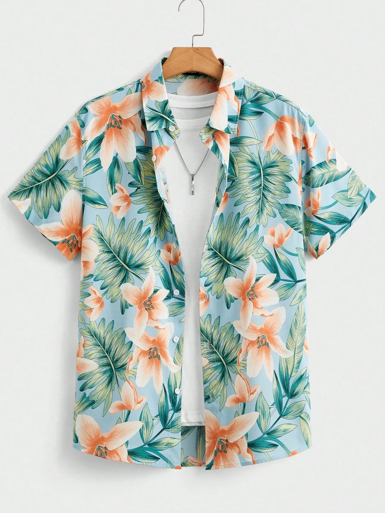 

2025 Summer New Arrival Mens Shirt Hawaiian Style Tropical Floral Print Aloha Shirt Beach Vacation Vibe Mens Shirt