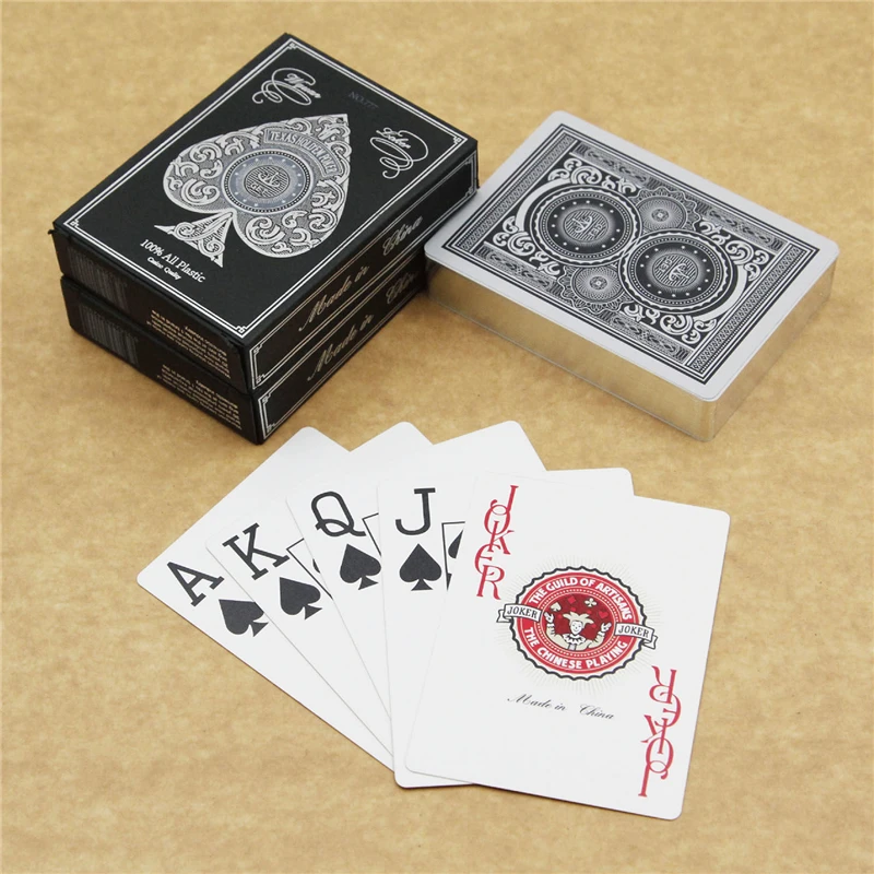 24K Gold Line Plastic Waterproof Gold Foil Playing Cards Texas Poker Set Funny High-grade Sports Leisure Gambling Poker Gift