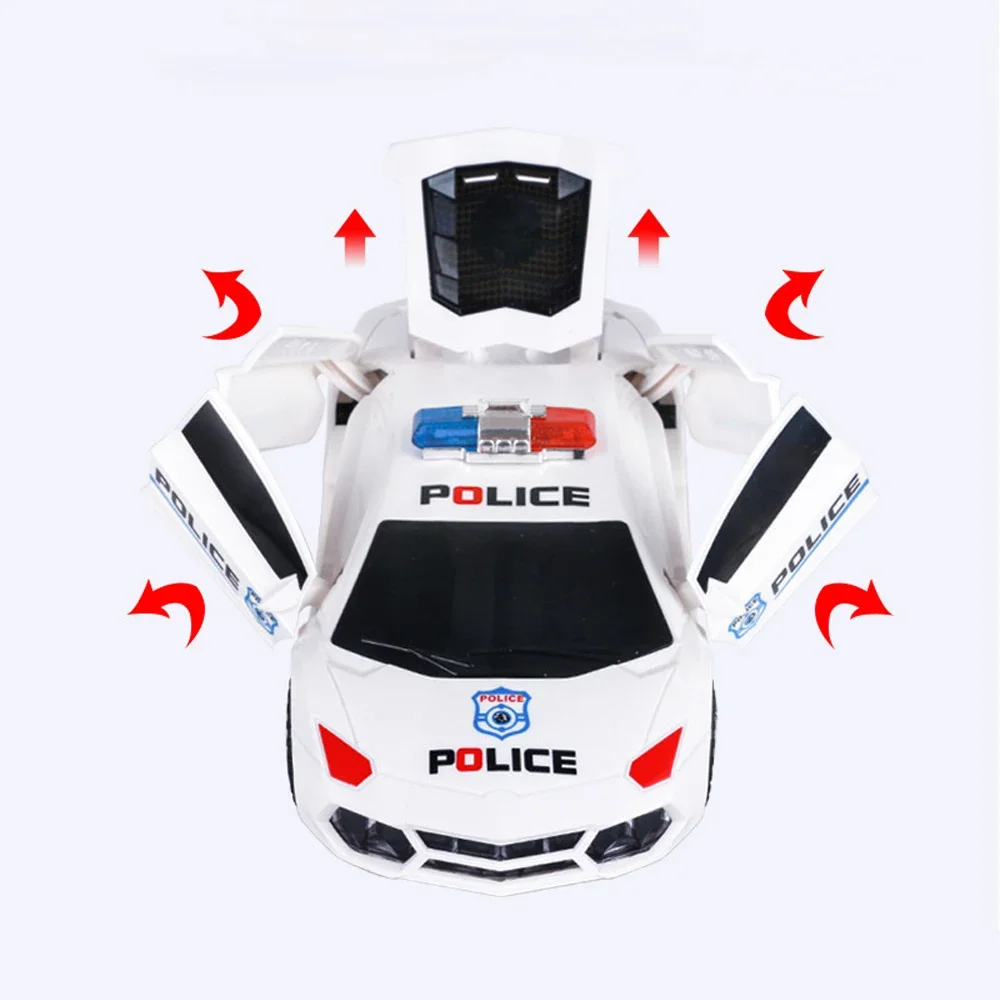 LED Electric Police Car Toy para crianças, 360 Degree Rotary Wheels, Cool Lighting, Music Door Open, Electronic Car Toys for Kids