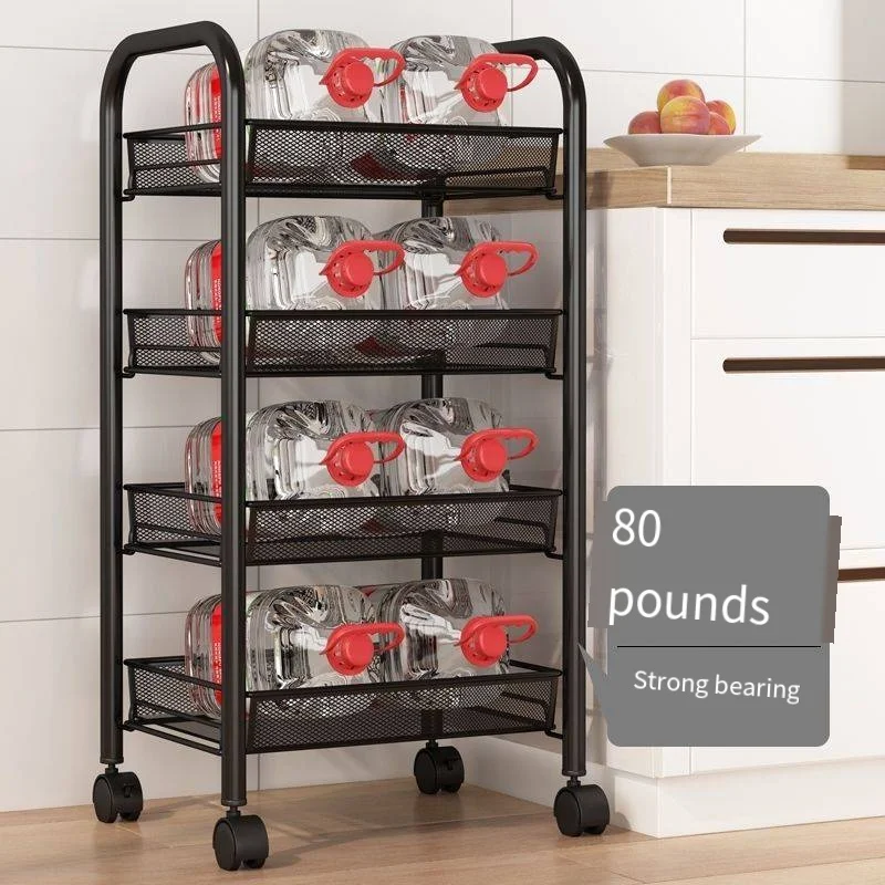 Kitchen Multifunctional Storage Holders Movable Racks Stackable Metal Basket Storage Shelf Fruit Vegetable Organizer with Wheels