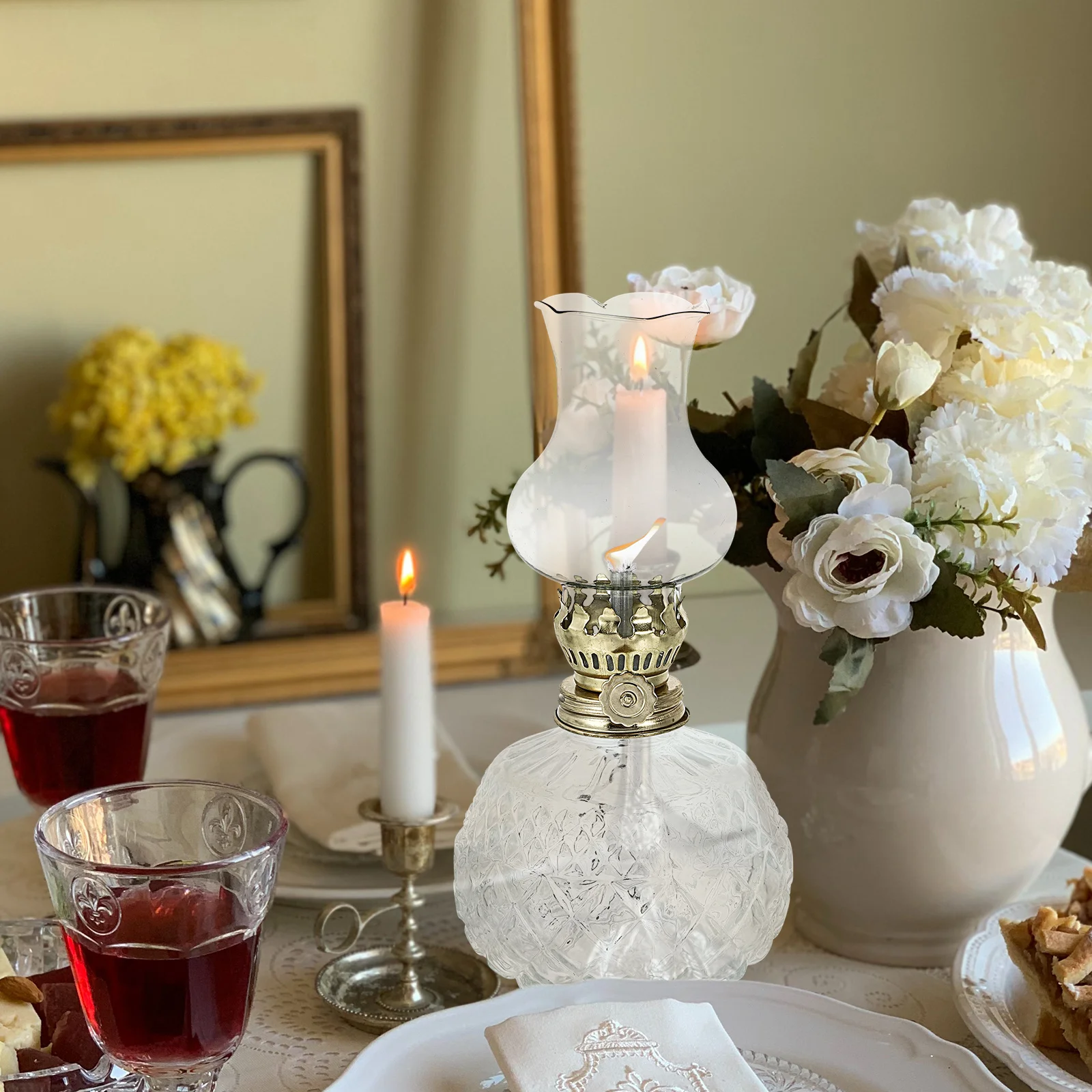 Transparent Glass Lamp with Retro Style Perfect for Home Decor Party Wedding Events Functional and Decorative Oil Light