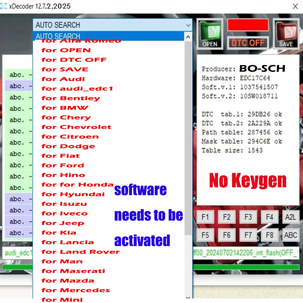 El más nuevo XDecoder 12,7 licencia completamente activada XDECODER eliminación de códigos de error compatible con vehículos multimarca para EDC16 EDC17 sin Keygen