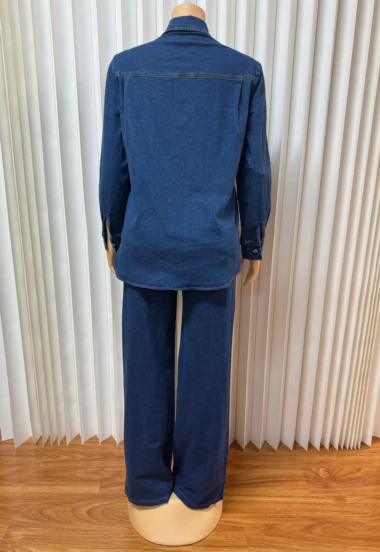 النساء الدنيم 2 قطعة مجموعات معطف الجينز جيوب واحدة الصدر رفض طوق وتتسابق المتعثرة سترة مستقيم السراويل دعوى 2025 #6