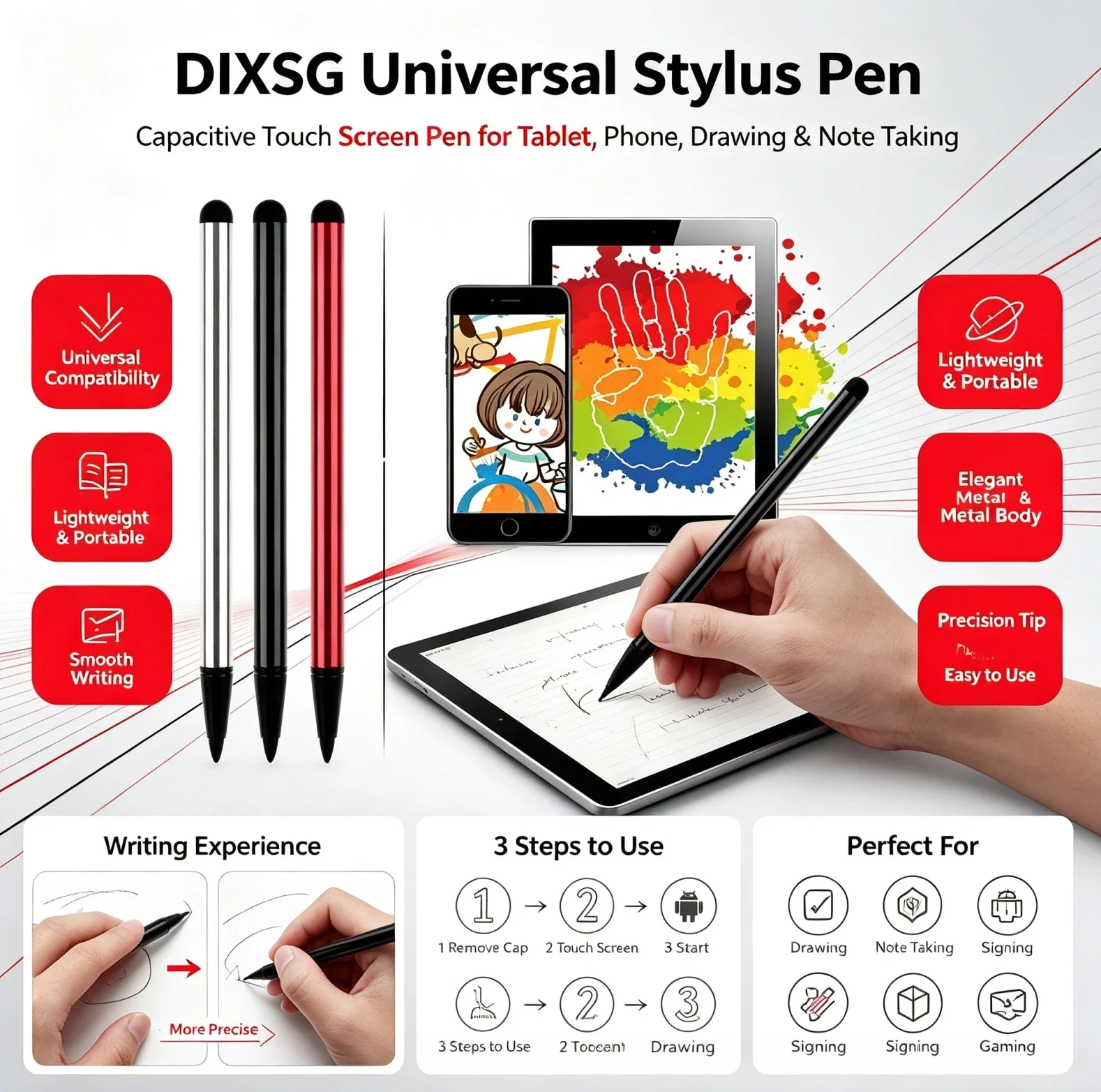 Universal Stylus Pencil For Iphone Ipad Samsung Xiaomi Pad Tablet Laptop Touch Screen Pens Portable 3 In 1 Touchscreen Pens