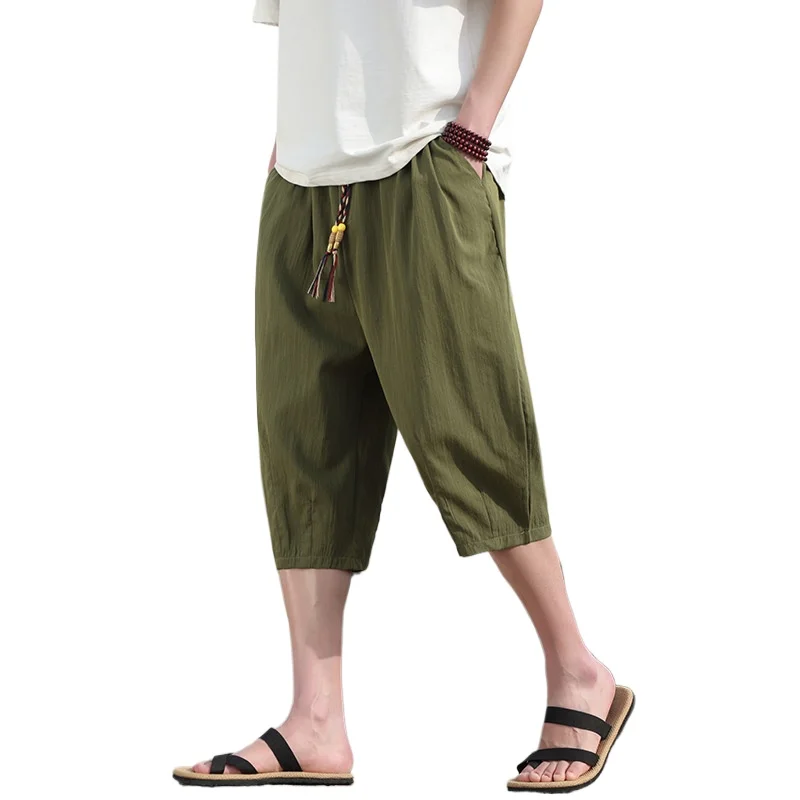 Chinese Style Men's Trendy Shorts Summer Thin Seven-point Casual Pants Loose Large Size Pants