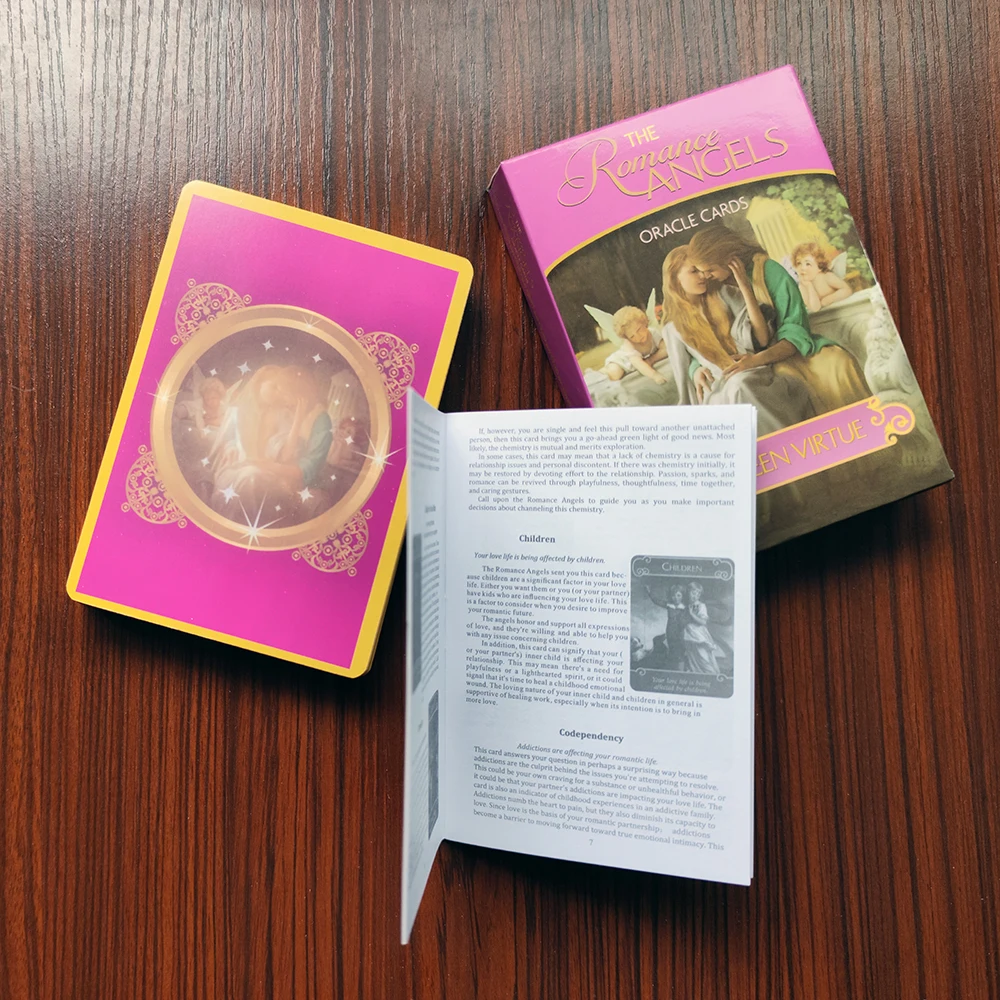 Gold edge. The Romance Angels Oracle Cards-A 44-Card Deck & English Guidebook English Prophet Prophecy Oracle Divination