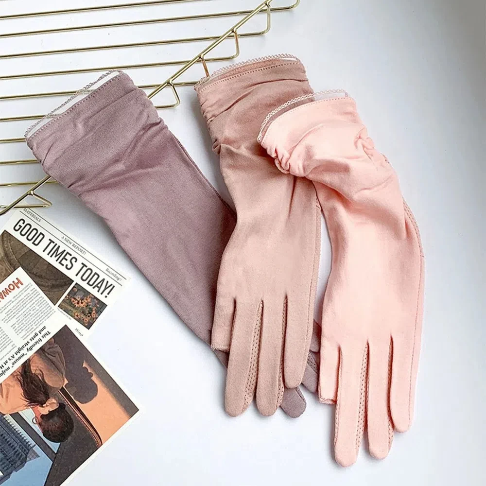 

Anti-UV Women Sunscreen Gloves Thin Breathable Sun Protection Riding Gloves Touch Screen Non Slip Summer Driving Mittens Girl
