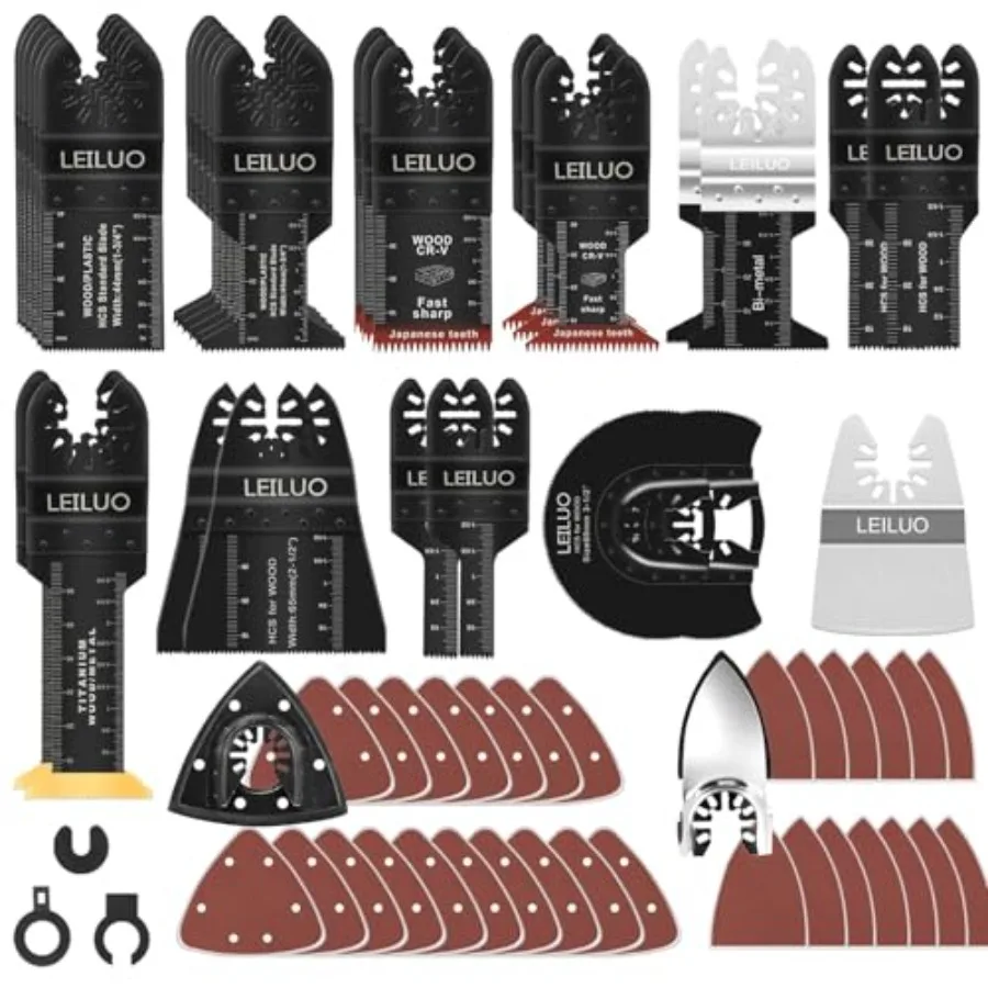 

Multitool Blade Kits Cutting and Sandpaper Oscillating Tool Accories Universal Oscillating Saw Blades with Storage Bag Compatib