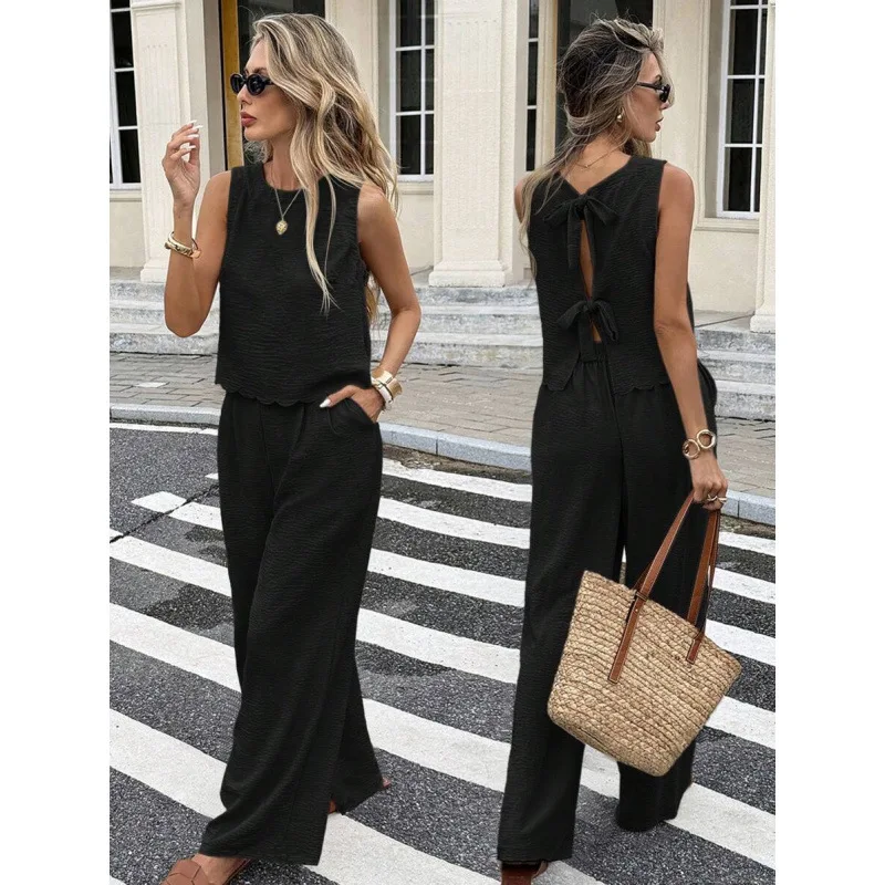 

Women's Sleeveless Casual Set Fashionable Summer Outfit Comfortable Lightweight Clothing Ideal for Daily Wear And Travel