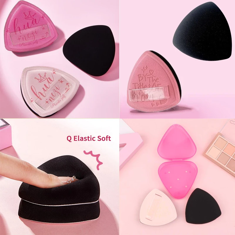 {MX} Miękka Trójkątna Gąbeczka do Makijażu z Pudełkiem do Przechowywania, Gąbka do Makijażu na Mokro i Sucho, do Podkładu, Kosmetyczna Poduszka