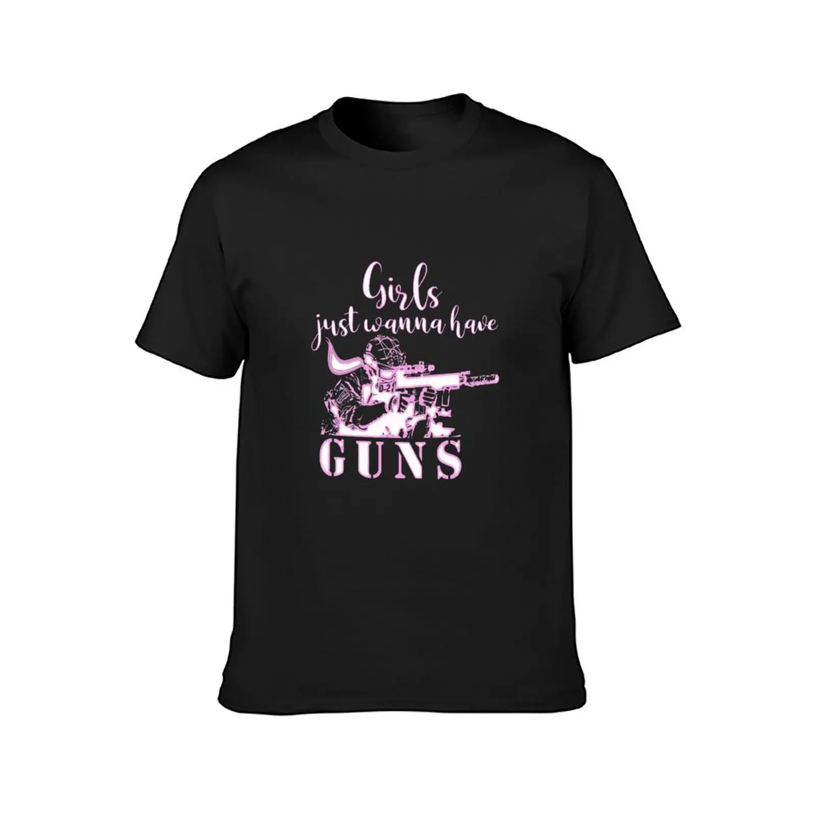 Girls Want Guns Pink And White Design Long Range Shooting T-Shirt vintage vintage clothes t shirts for men graphic