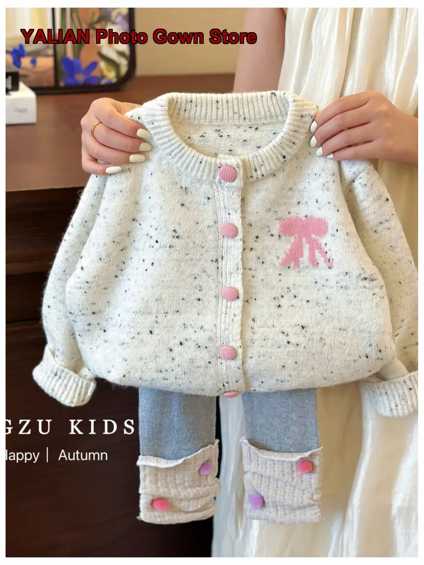 Girls Knit Autumn 2026 Thickened Stylish Kids Leggings Set