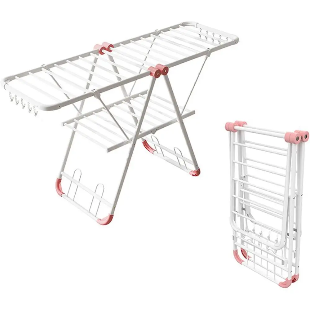 

Space-Saving Alloy Gullwing Laundry Rack with Sock Clips, Foldable for Indoor/Outdoor Use