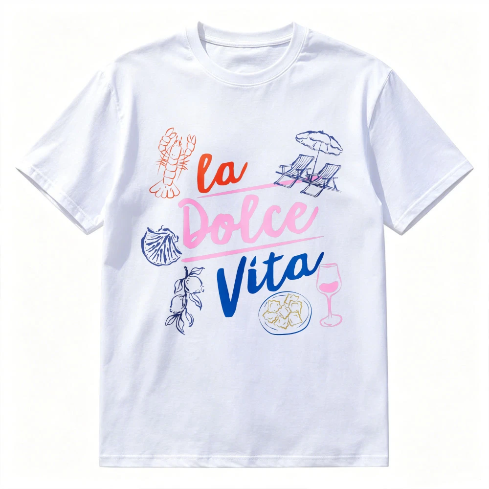 La Dolce Vita Tshirt Italian Summer Vibes T-Shirt Coastal Party Digital Tees Italian Tourist Souvenir Gift Tops Retro Streetwear