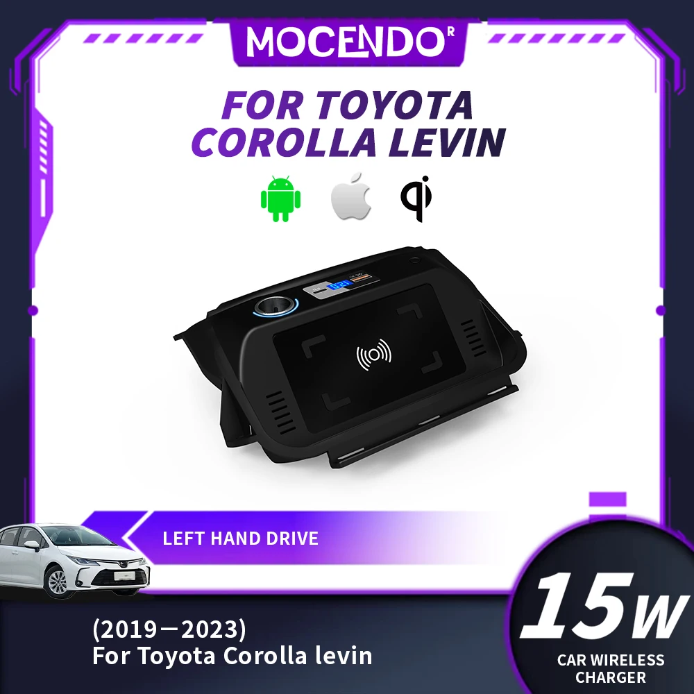 15W Wireless Car Charger for Toyota Corolla Levin 2019-2023 LHD Fast Charging Mobile Phone Holder with USB Port