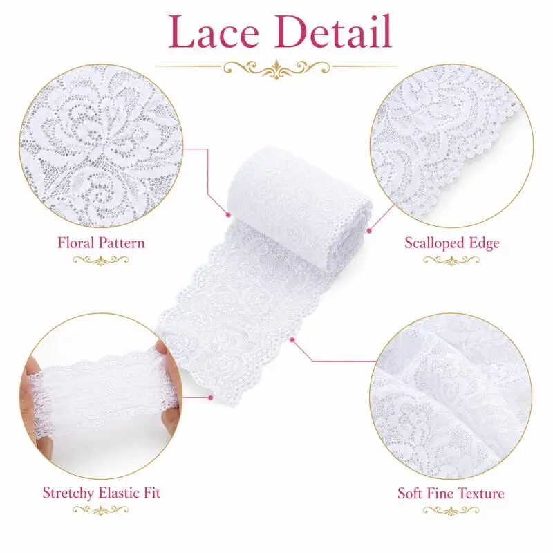 1 Meter/Rolle 10/15 cm Breites Elastisches Spitzenband mit Hohlem Blumenmuster DIY Kleidung Nähen Handwerk Spitzenband – Detail 3