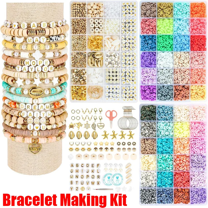 1 Set Soft Clay Beads Jewelry Making Kit With Alphabet Letter Charms For DIY Bracelet Necklace Earring Craft Handmade Tools