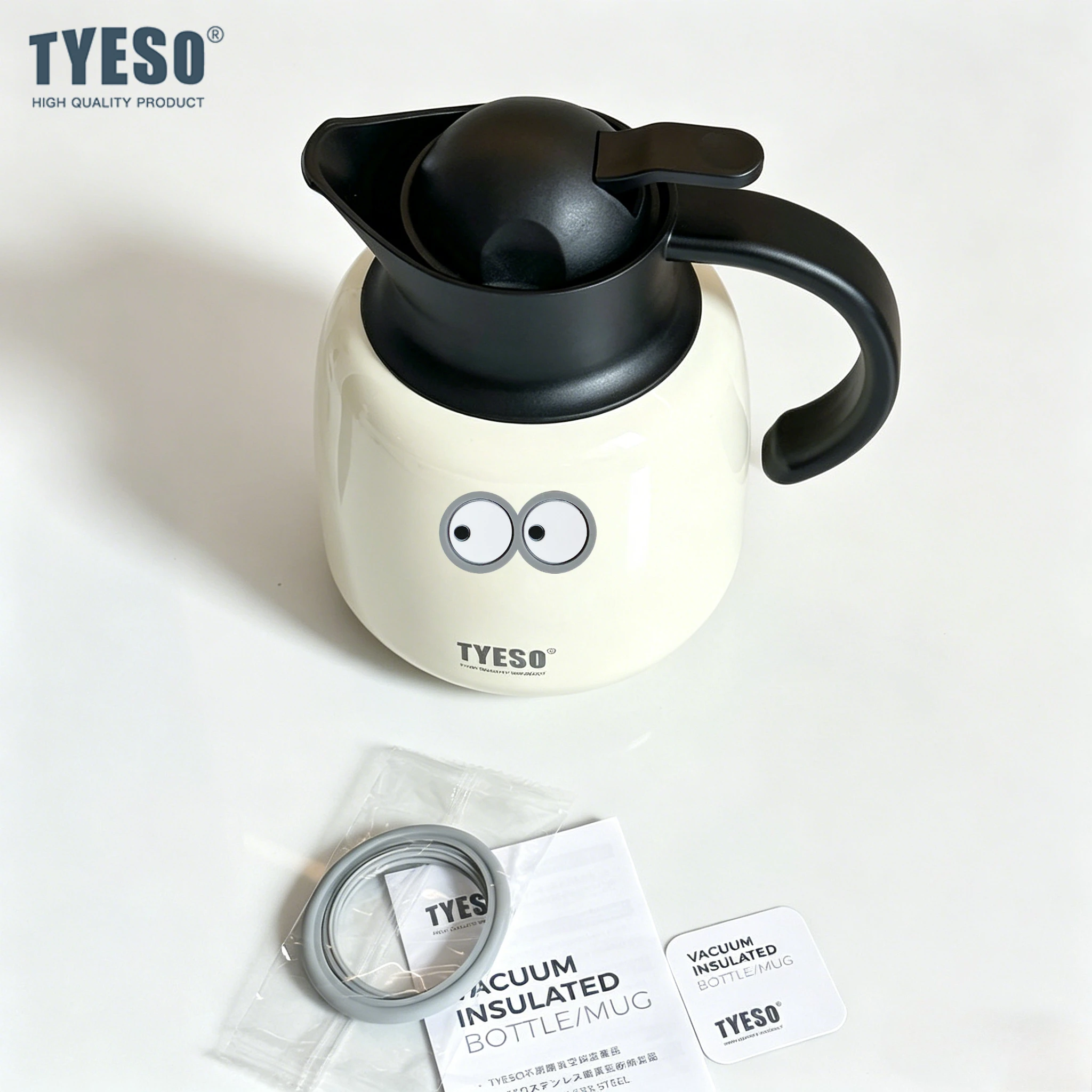 Termo Tyeso de 750 ml de Gran Capacidad, con Forma de Calabaza, de Acero Inoxidable, con Infusor, para Agua Fría y Caliente, con Adhesivo Decorativo