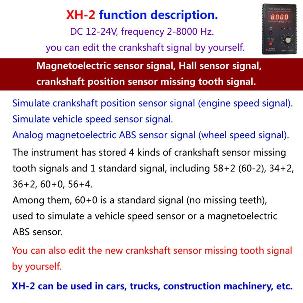 XH-2 Sensor Simulation Box Automotive Signal Generator Analog Signal Stopwatch Automotive Repair Tools