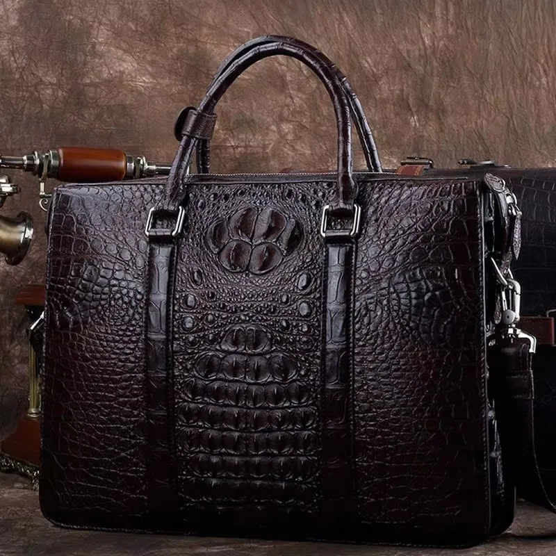 ourui new   male men briefcase  brown men handbag men bag men bag crocodile bag