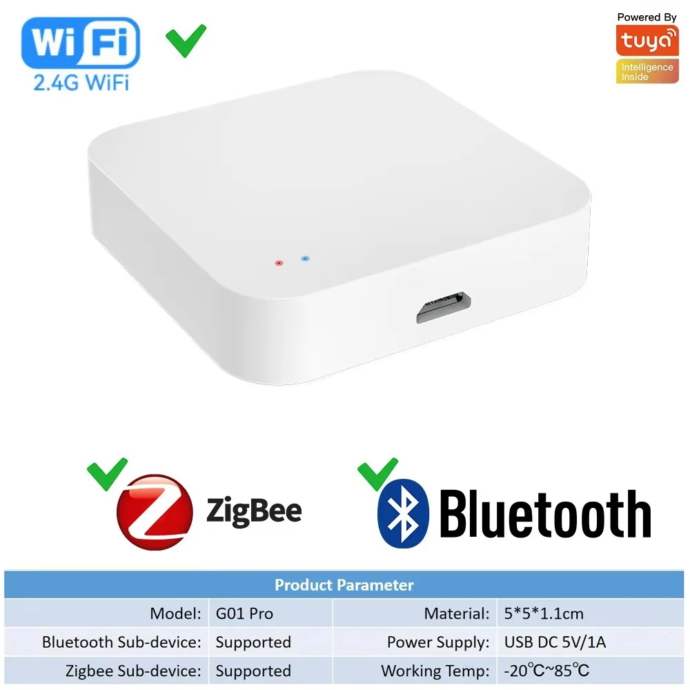 

Tuya Bluetooth Gateway Hub Zigbee 3.0 Connector Smart Home Wireless Bridge Smart Life APP Remote Control for Home Office