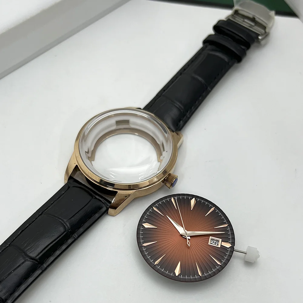 20MM strap width 35MM coffee-colored dial dome glass watch accessories, NH35 38 movement, 40mm case parts replacement