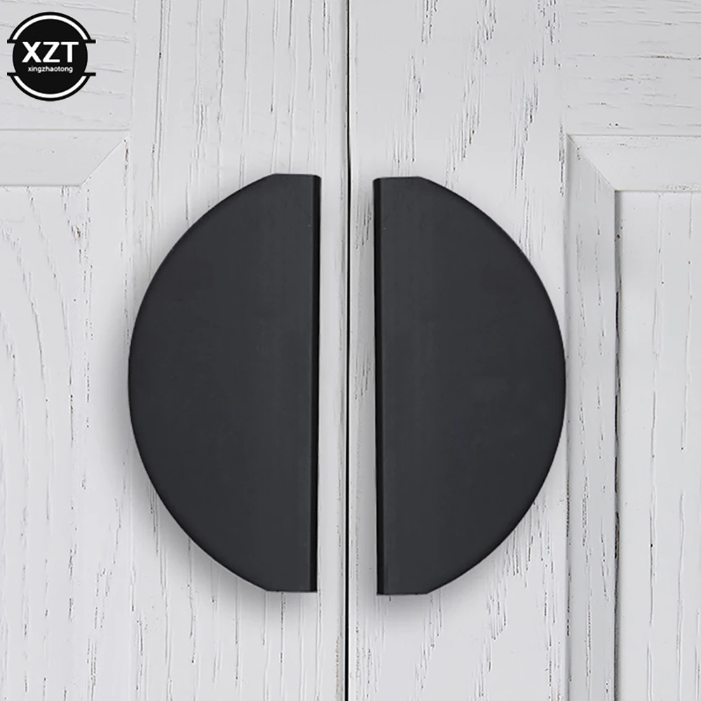 1pcs Cabinet Drawer Handle Wardrobe and Knob Aluminum Furniture Handles Golden Black Nickle Semicircle Half Moon Matte Pull 64mm
