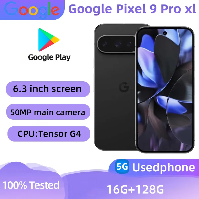 Google Pixel 9 Pro xl 5G SmartPhone 6.3 inch Screen 45W Charge CPU Google Tensor G4 50MP Camera used phone