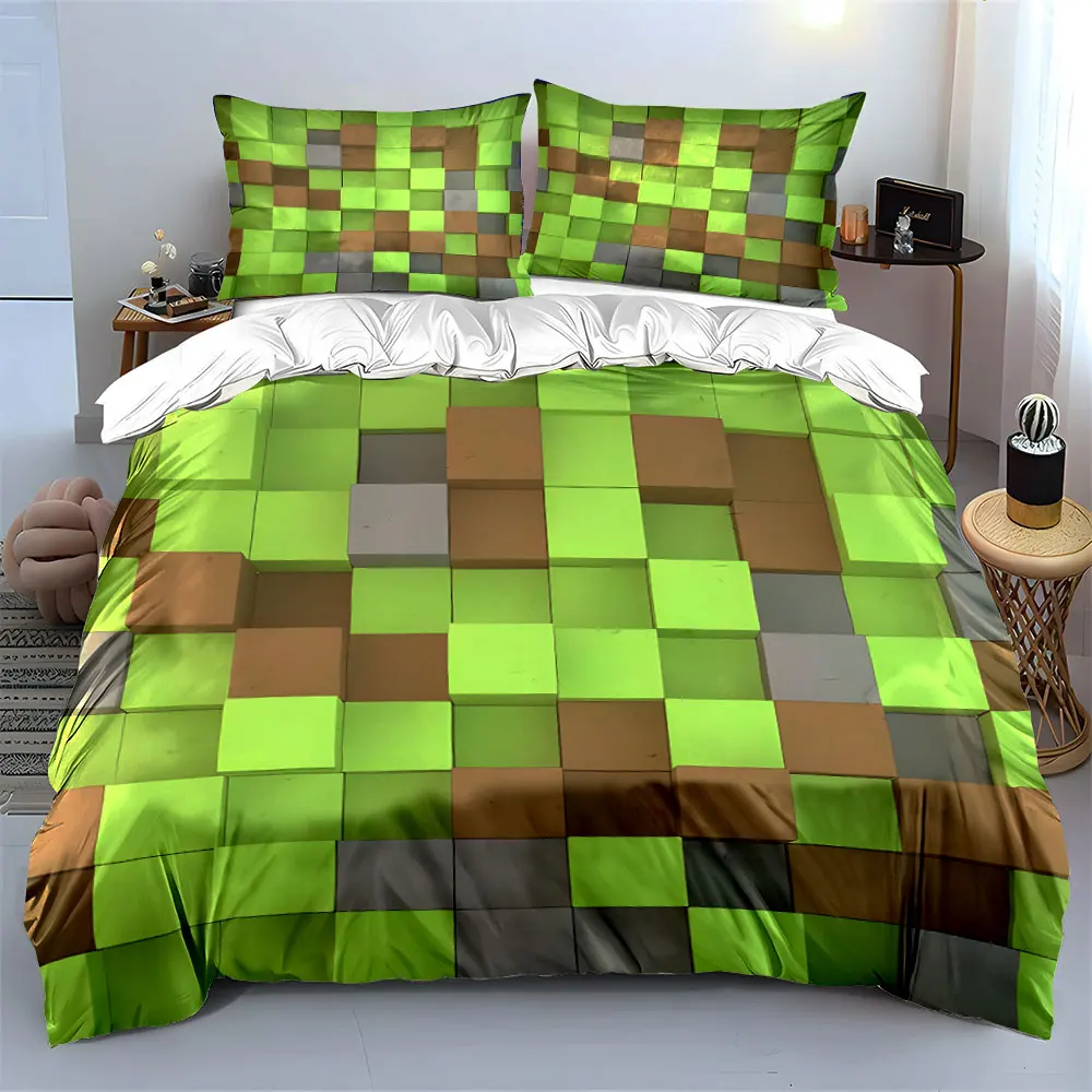 Colorful Cubes Randomly Stacked Pattern Duvet Cover Set Digital Print Colorful Polyester Bedding with Zipper Closur for gifts