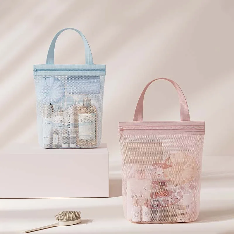 Large Capacity Mesh Toiletry Bag Portable Travel Shower Organizer Handbag Swimming Gym Washing Accessories Pouch