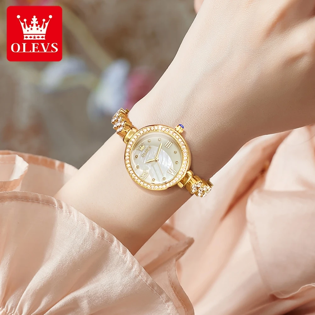 OLEVS 9903 Roman Scale Luxury Quartz Watch For Women Diamond Bracelet Elegant Woman Watches Waterproof Original Dress Hand Clock