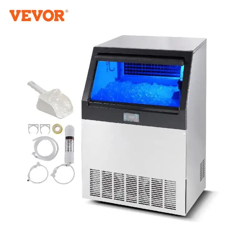 

VEVOR Commercial Ice Maker 200lbs/24H Ice Maker Machine 90 Ice Cubes in 12-15 Minutes Freestanding Cabinet Ice Maker LED Display