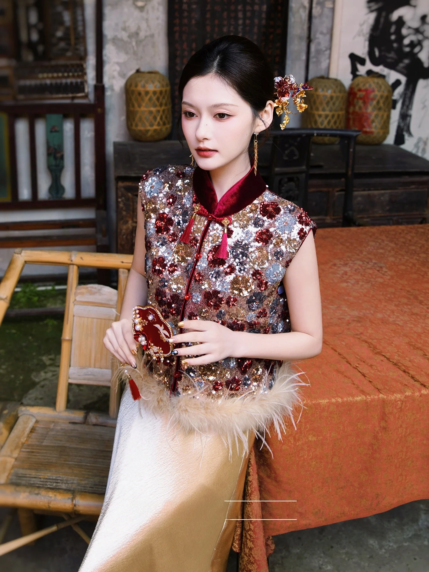 

Ele Chinese Sle Engagement Ceremony Dr Women's Suit Beautiful Morning Robe Luxury Lightweight Wedding Gown