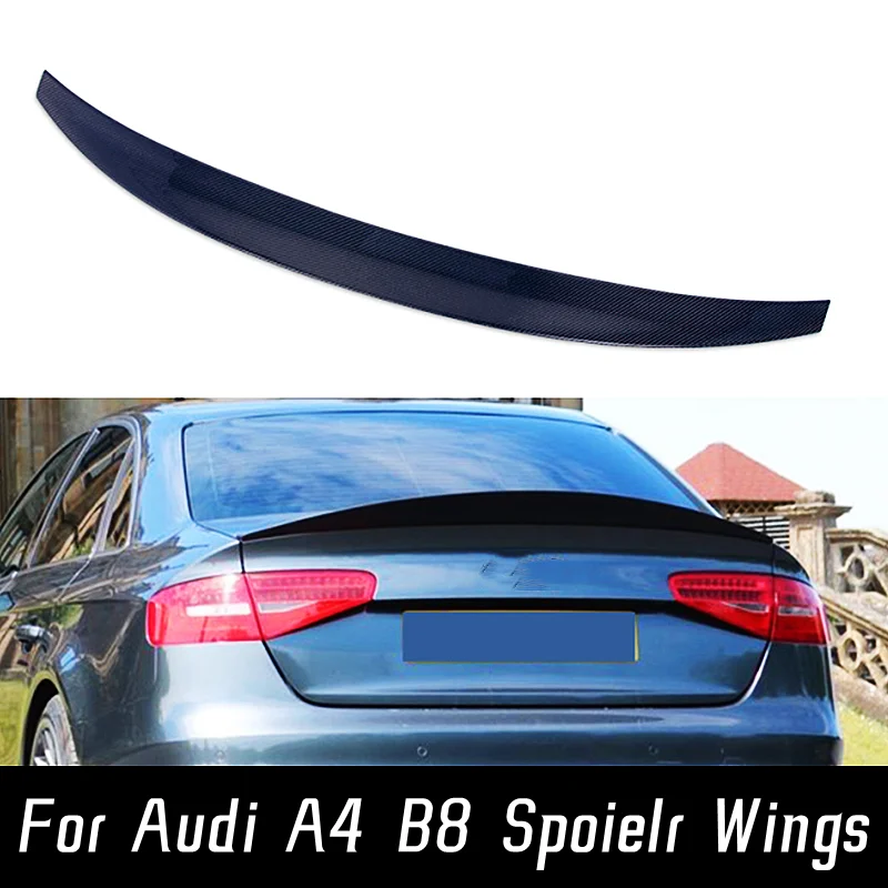 

Real Carbon Fibe Rear Trunk Lid Car Wing Ducktail Lip Spoiler For 2009 10 11 12 Audi A4 B8 4 Door Tuning Exterior Accessories