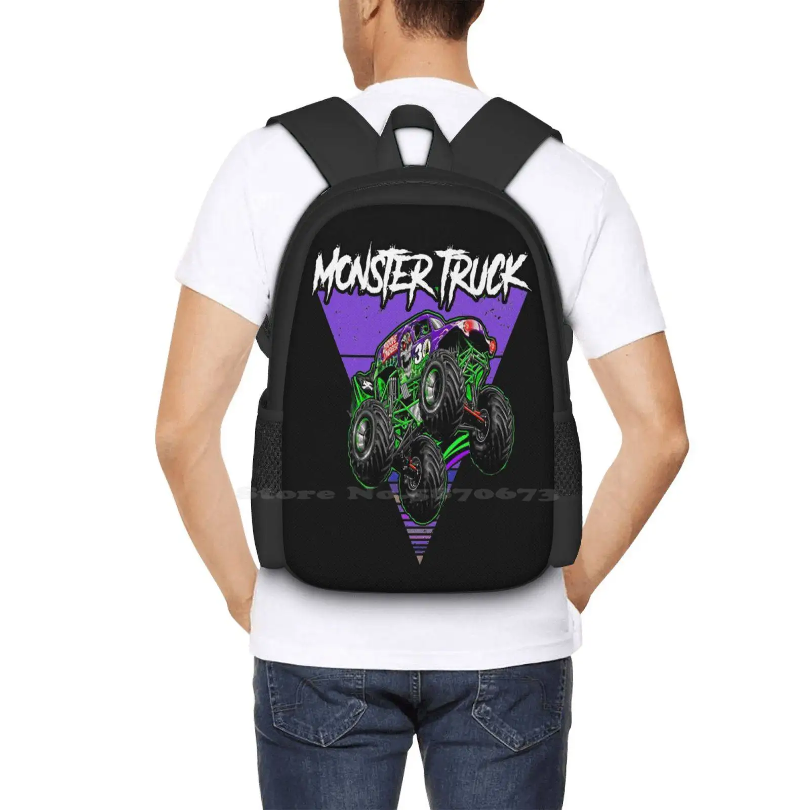 Monster Jam Grave Digger Monster Truck Fanart Gift School Bags Travel Laptop Backpack Monster Jams Monster Jam Kids Monster