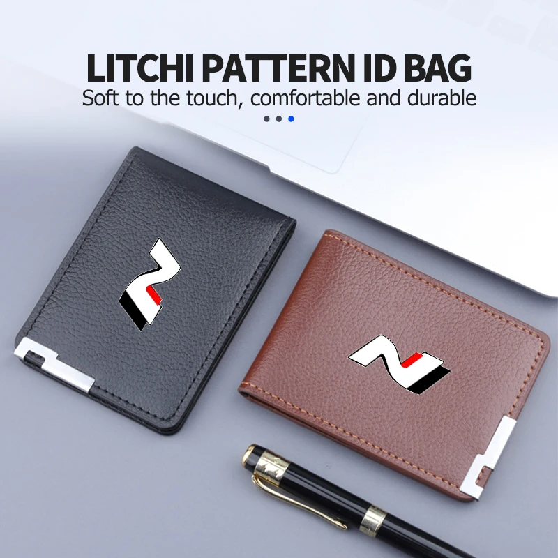 PU Litchee Pattern Card Holder Casual Men Coin Purse Small Wallet For Hyundai N Line Tuscon NX4 I20 I30 I10 Sonata Elantra - view 5