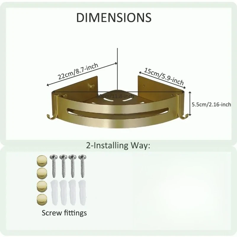 Gold Bathroom Corner Shelf Shower Organiser Triangle Shampoo Holder Triangle Storage Rack Toilet Wall Mounted Storage Rack New