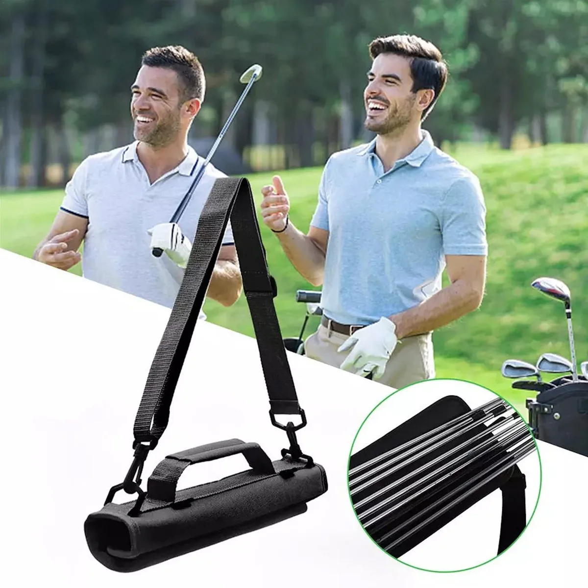 Golf Bag Portable Golf Club Bag Lightweight One Shoulder/Crossbody Club Bag Waterproof Golf Carry Can Hold 3-5 Clubs